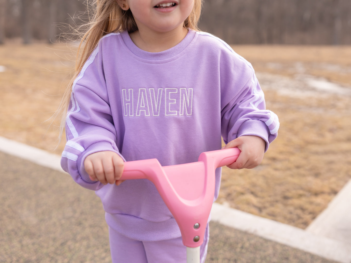 Custom Embroidered Varsity Striped Jogger Set – Purple