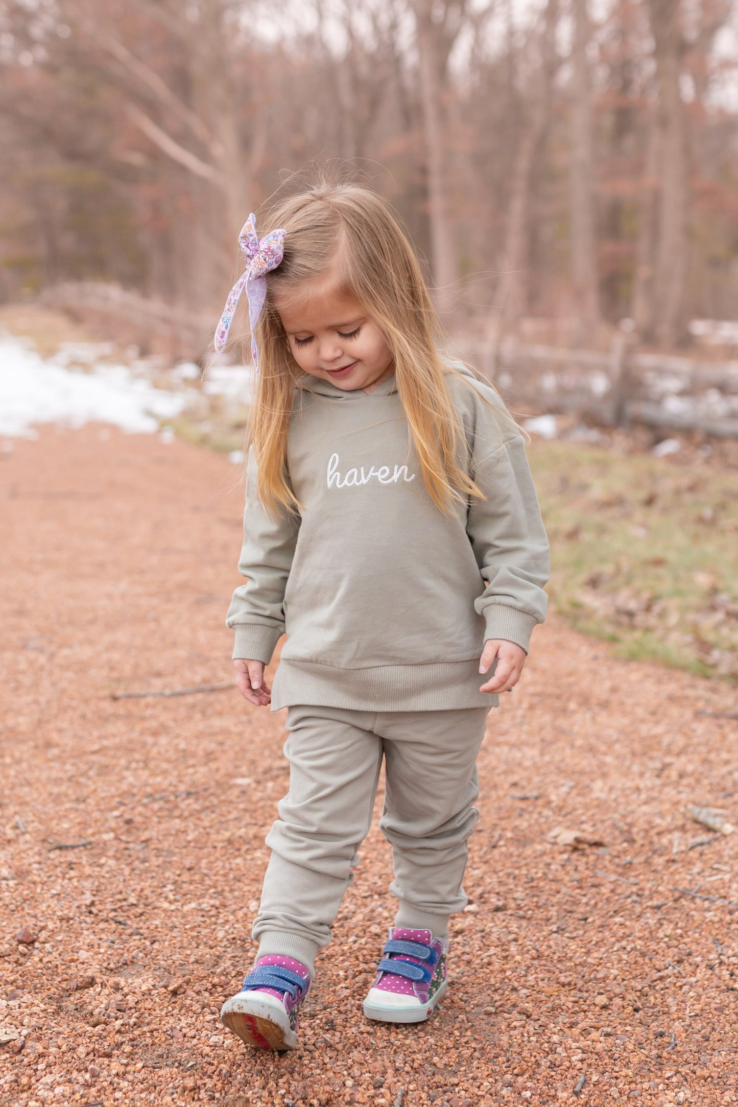 Custom Embroidered Organic Cotton Hoodie Jogger Set - Sage