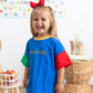 Custom Embroidered 90s Back to School Colorblock T-Shirt Romper or Oversized Tee & Biker Set