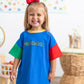 Custom Embroidered 90s Back to School Colorblock T-Shirt Romper or Oversized Tee & Biker Set
