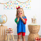Custom Embroidered 90s Back to School Colorblock T-Shirt Romper or Oversized Tee & Biker Set