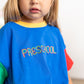 Custom Embroidered 90s Back to School Colorblock T-Shirt Romper or Oversized Tee & Biker Set