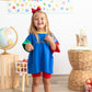 Custom Embroidered 90s Back to School Colorblock T-Shirt Romper or Oversized Tee & Biker Set