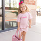 Custom Embroidered Organic Cotton Shorts Set - Pink