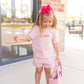 Custom Embroidered Organic Cotton Shorts Set - Pink