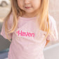 Custom Embroidered Organic Cotton Shorts Set - Pink