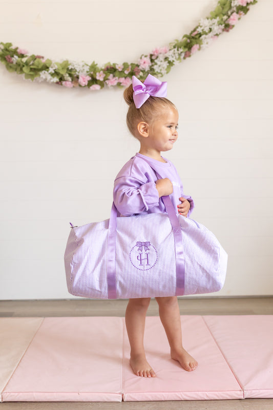 Custom Embroidered Seersucker Toddler Duffle Bag - Purple