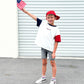 Custom Embroidered 4th of July Oversized Colorblock Tee