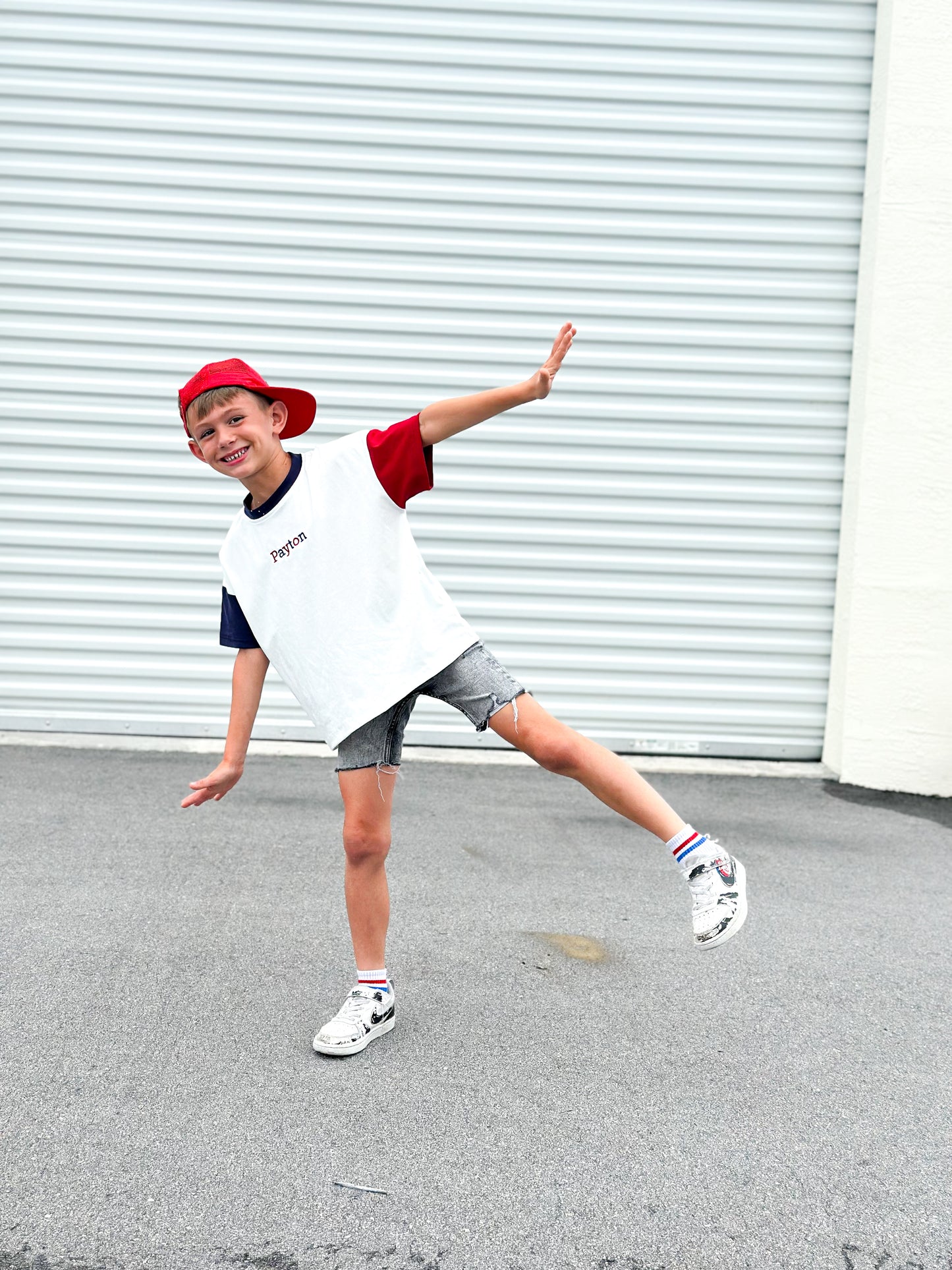 Custom Embroidered 4th of July Oversized Colorblock Tee