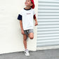Custom Embroidered 4th of July Oversized Colorblock Tee