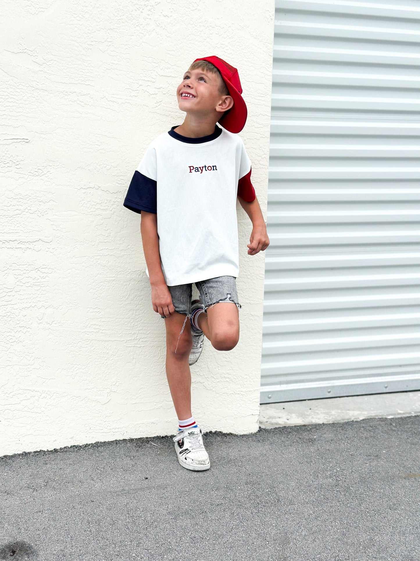 Custom Embroidered 4th of July Oversized Colorblock Tee