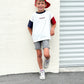 Custom Embroidered 4th of July Oversized Colorblock Tee