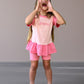 Custom Embroidered Colorblock Peplum Tee and Biker Shorts Set