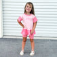 Custom Embroidered Colorblock Peplum Tee and Biker Shorts Set
