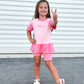 Custom Embroidered Colorblock Peplum Tee and Biker Shorts Set