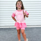 Custom Embroidered Colorblock Peplum Tee and Biker Shorts Set