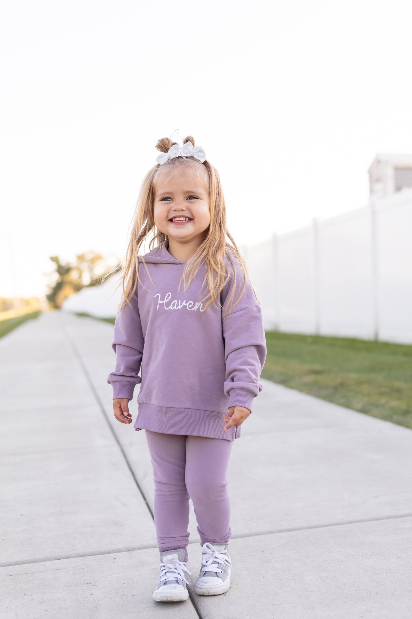 Custom Embroidered Organic Cotton Hoodie Jogger Set - Purple