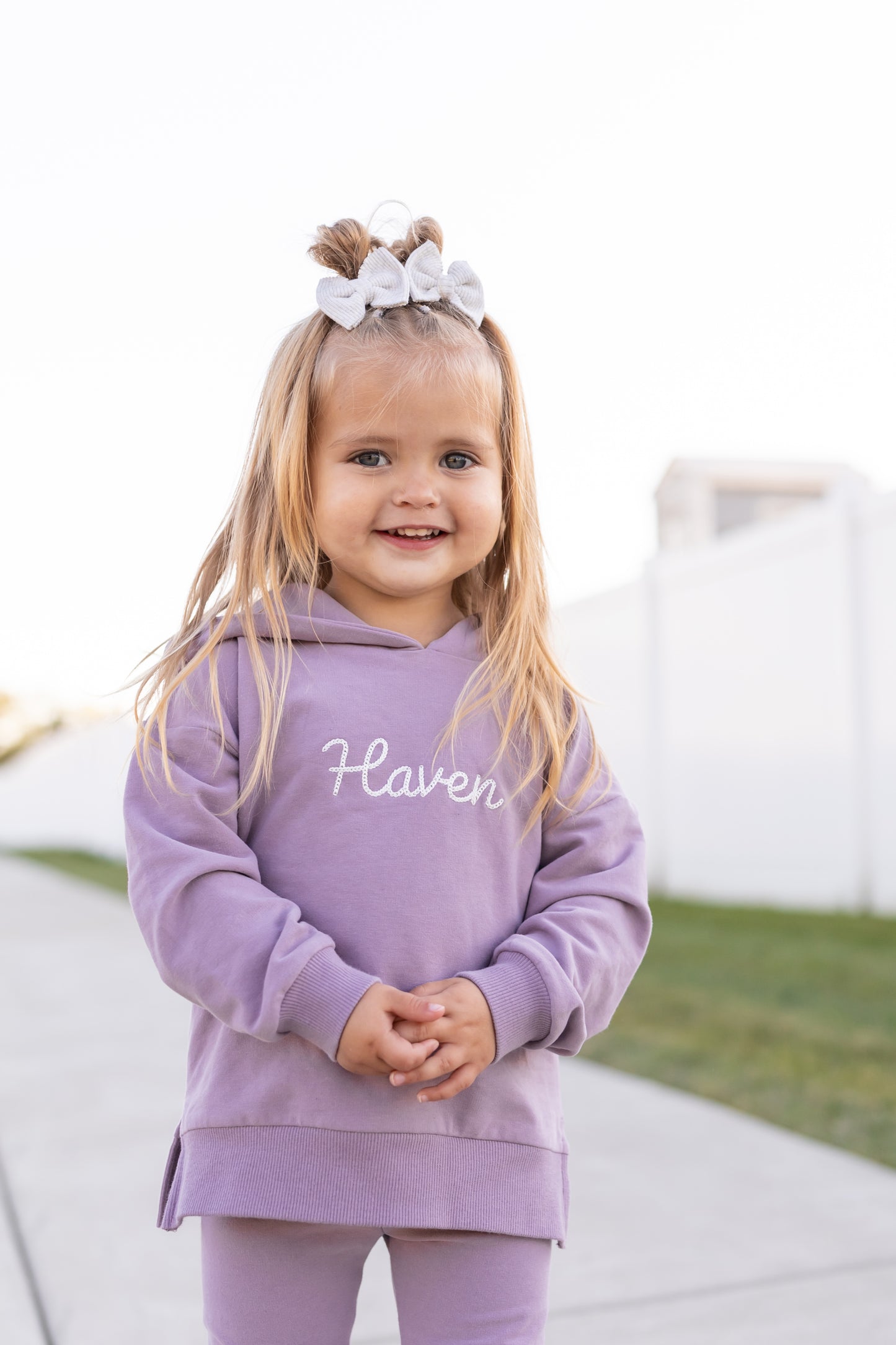 Custom Embroidered Organic Cotton Hoodie Jogger Set - Purple