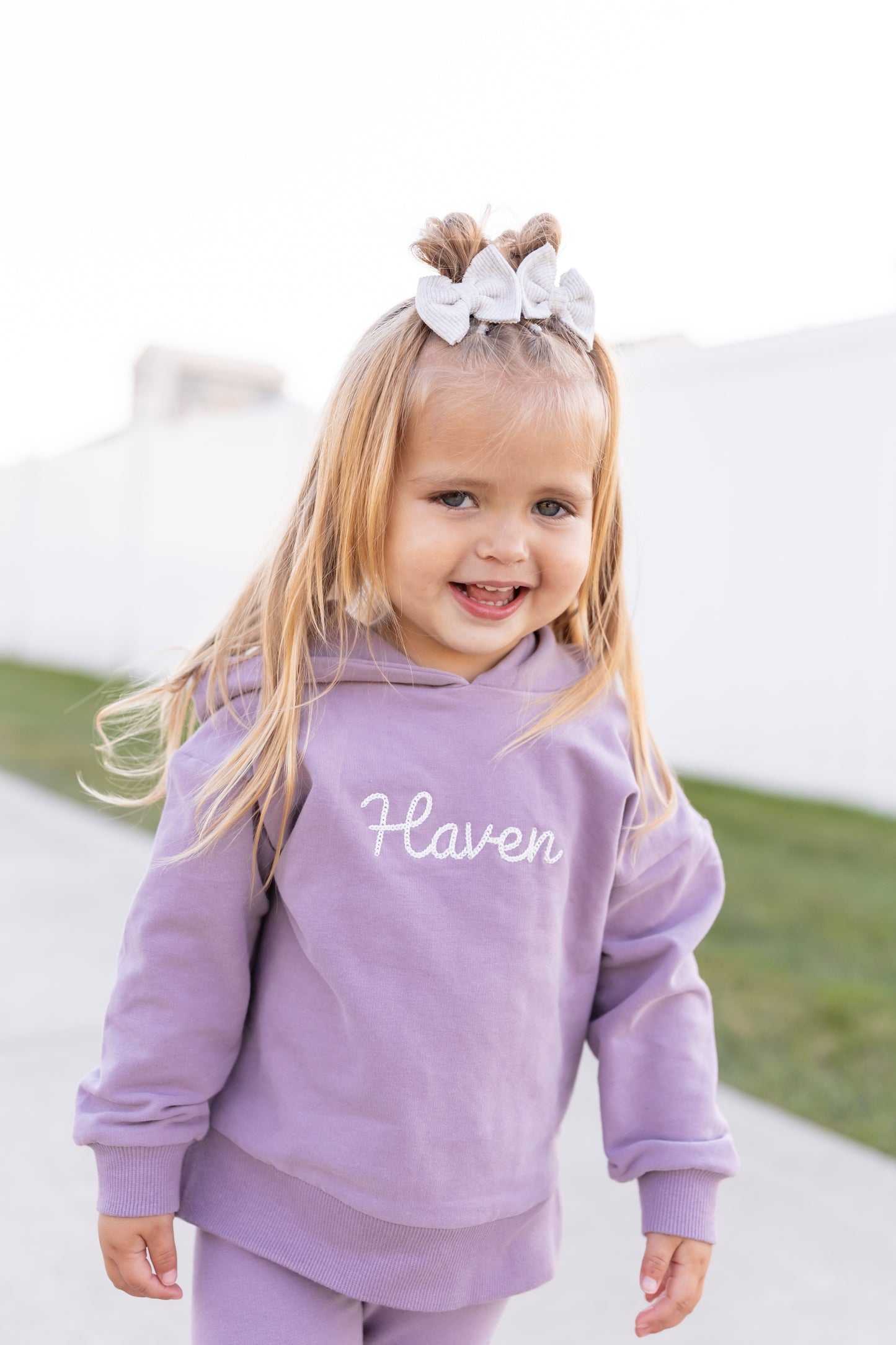 Custom Embroidered Organic Cotton Hoodie Jogger Set - Purple