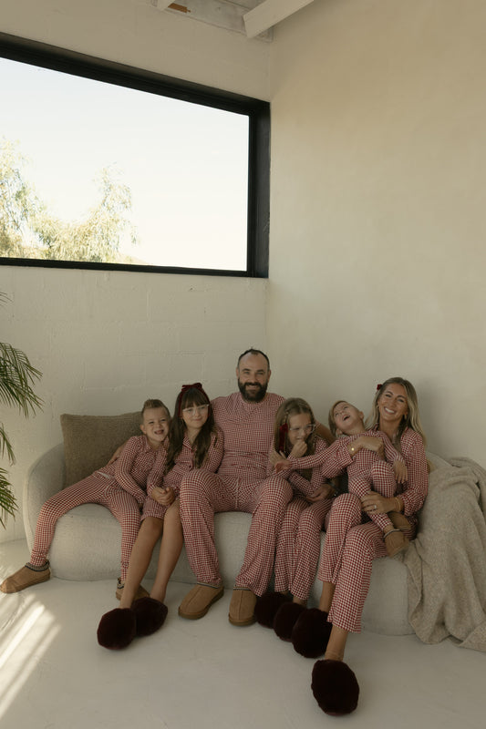 Men's Short Sleeve Bamboo Pajamas | Red Gingham