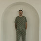 Men's Short Sleeve Bamboo Pajamas | Santa Checkerboard