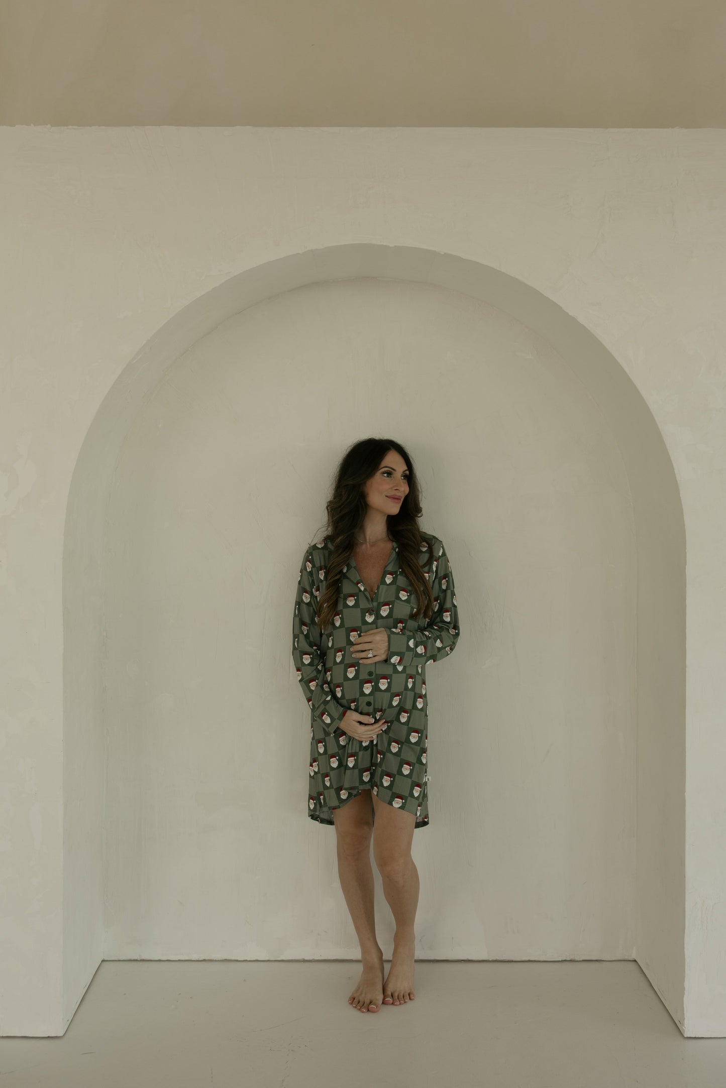 Women's Bamboo Sleeping Dress | Santa Checkerboard
