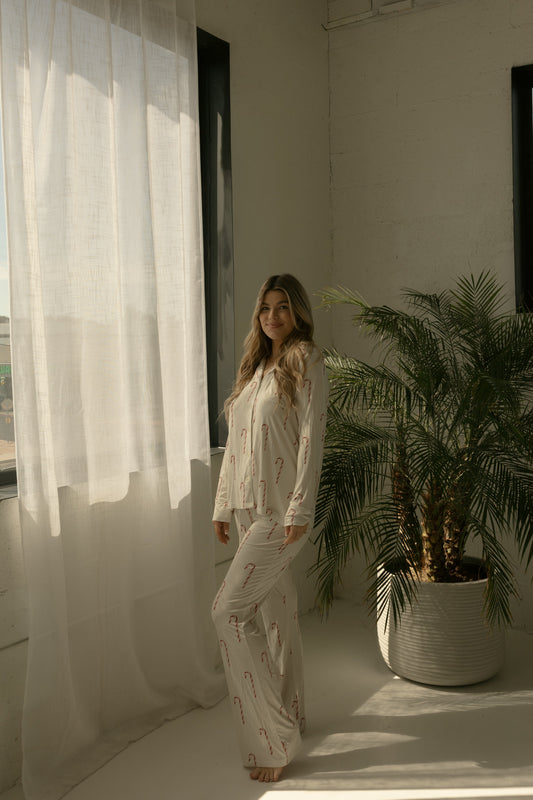 Long Sleeve Women's Bamboo Pajamas | Candy Cane