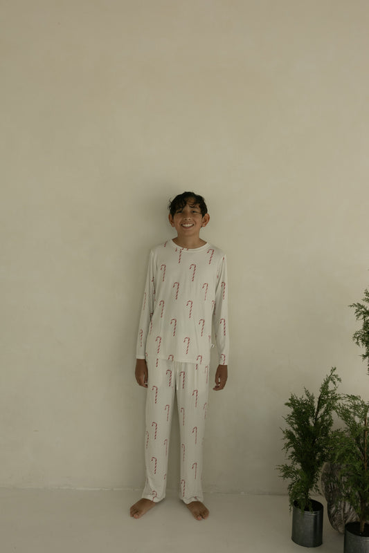 Pre-Teen Straight Leg Bamboo Pajamas | Candy Cane
