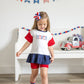 Custom Embroidered 4th of July Colorblock Peplum Set
