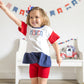 Custom Embroidered 4th of July Colorblock Peplum Set