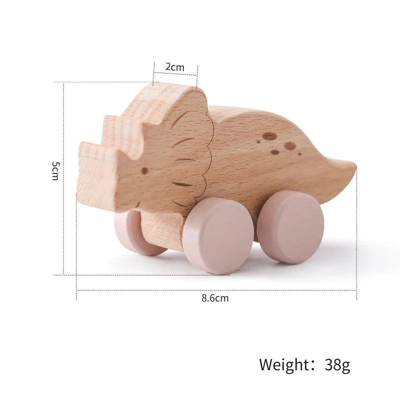 Wooden Montessori Dinosaur Wheel Toy