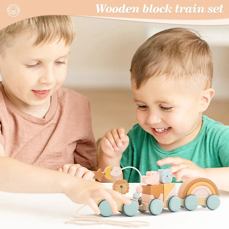 Wooden Montessori Dinosaur Wheel Toy