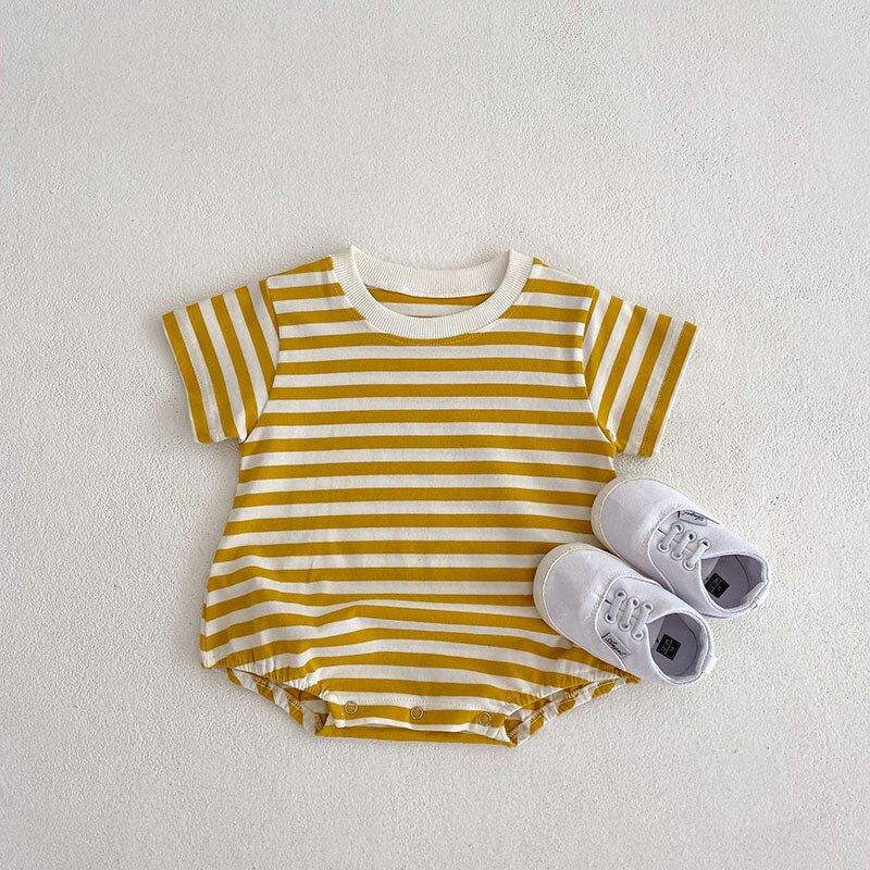 Striped Boys One Piece Short Sleeve Bodysuit