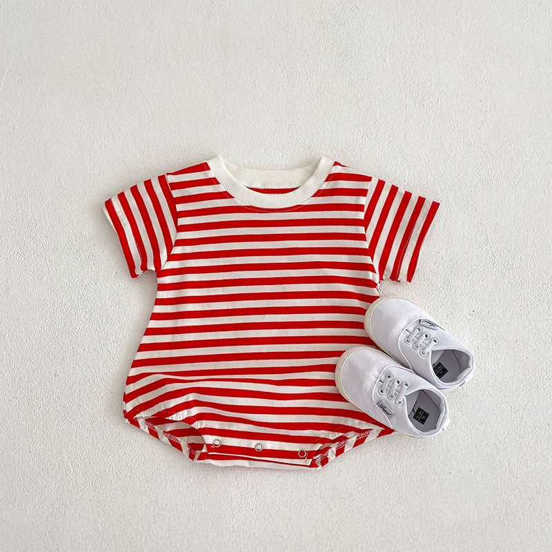 Striped Boys One Piece Short Sleeve Bodysuit