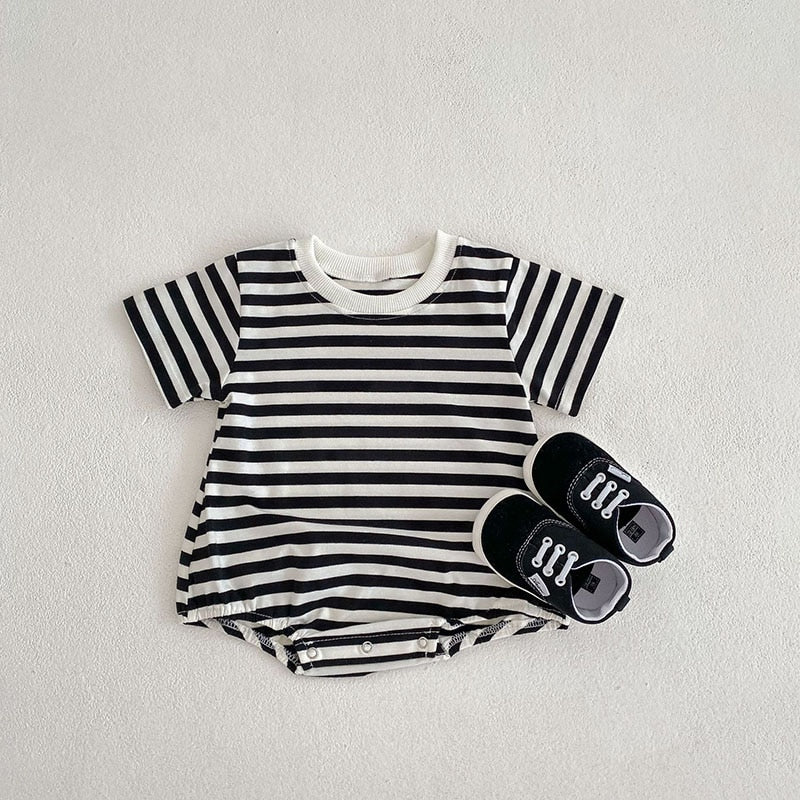 Striped Boys One Piece Short Sleeve Bodysuit