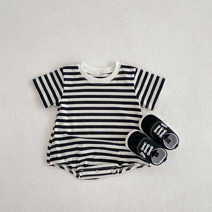 Striped Boys One Piece Short Sleeve Bodysuit