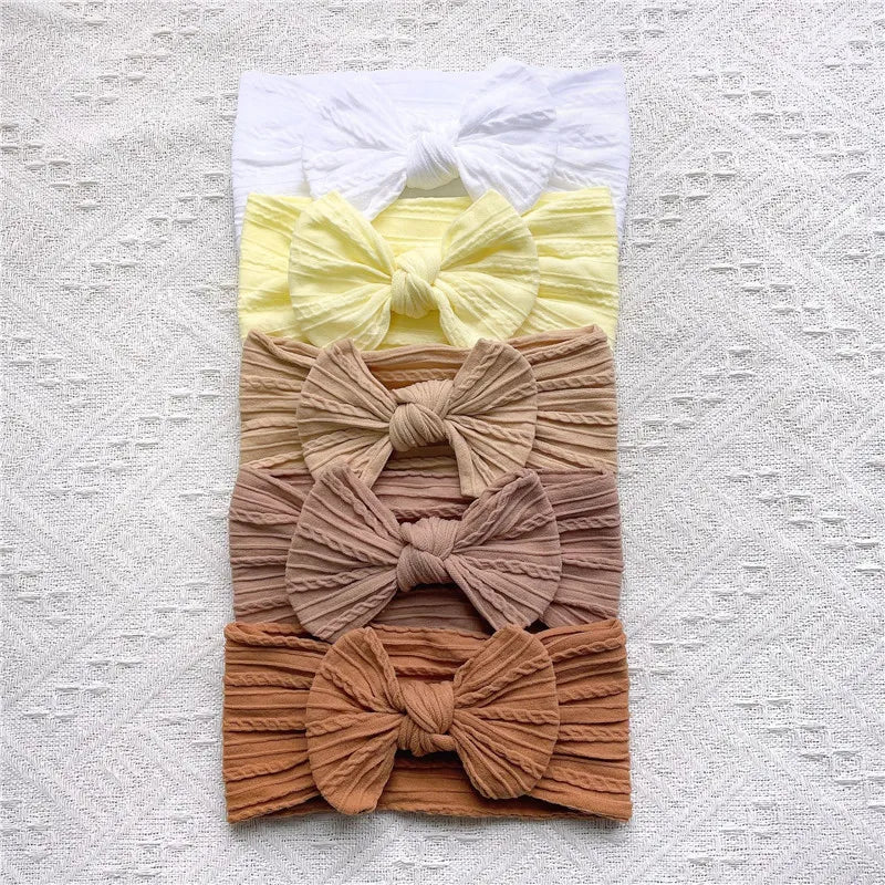 5 Pcs Ribbed Bow Headband