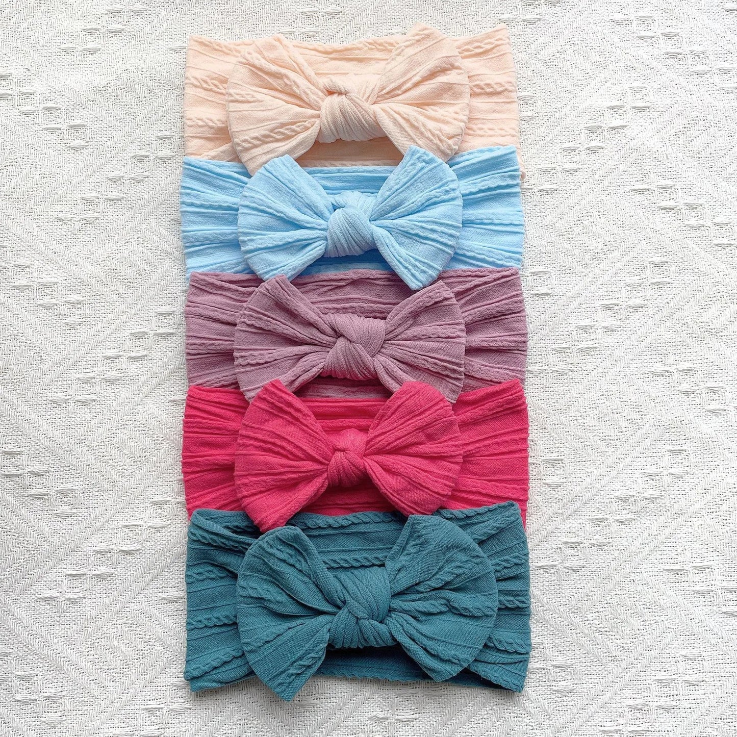 5 Pcs Ribbed Bow Headband