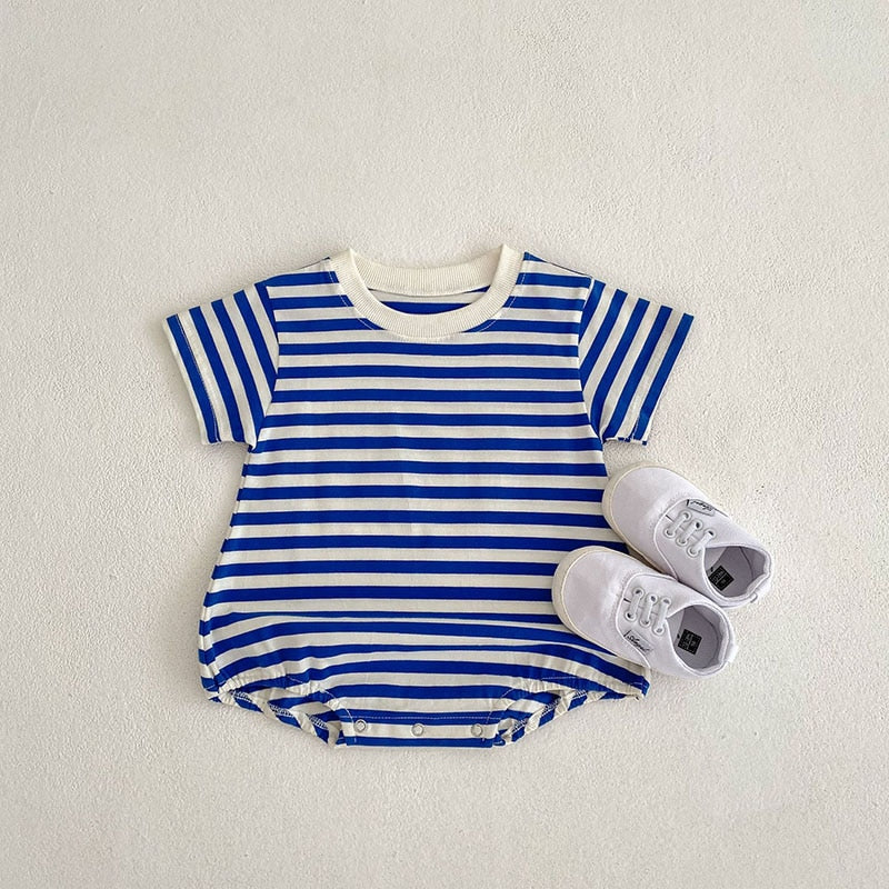 Striped Boys One Piece Short Sleeve Bodysuit