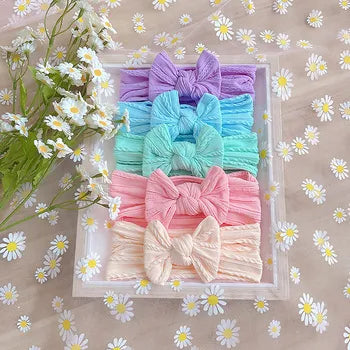 5 Pcs Ribbed Bow Headband