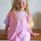 Custom Embroidered Girls Colorblock Tee & Bamboo Shorts Set