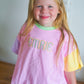 Custom Embroidered Girls Colorblock Tee & Bamboo Shorts Set