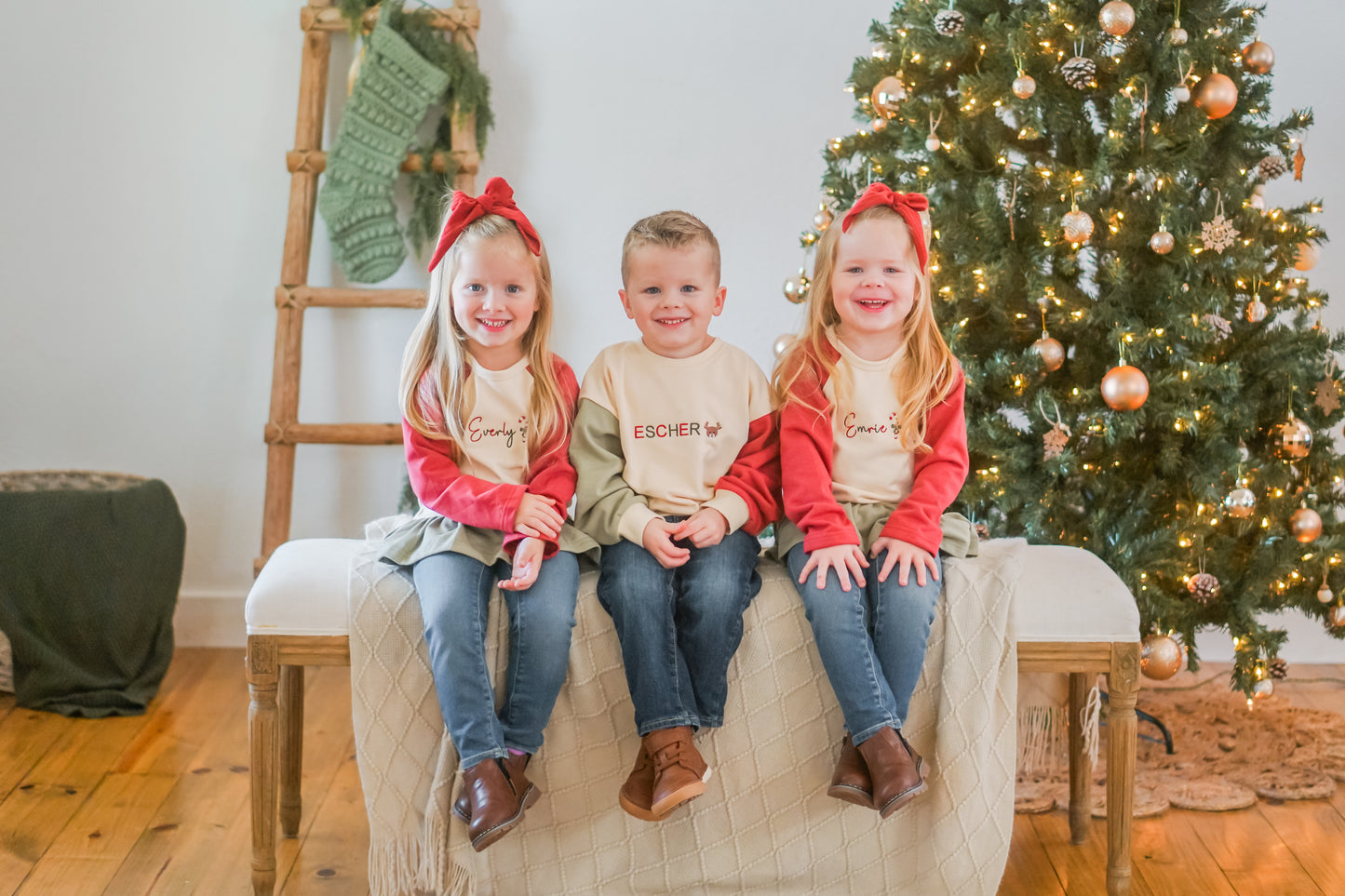Custom Embroidered Christmas Colorblock Peplum