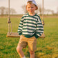 Green Striped Crewneck Sweatshirt - Optional Custom Embroidery