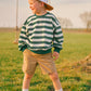 Green Striped Crewneck Sweatshirt - Optional Custom Embroidery
