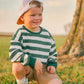 Green Striped Crewneck Sweatshirt - Optional Custom Embroidery