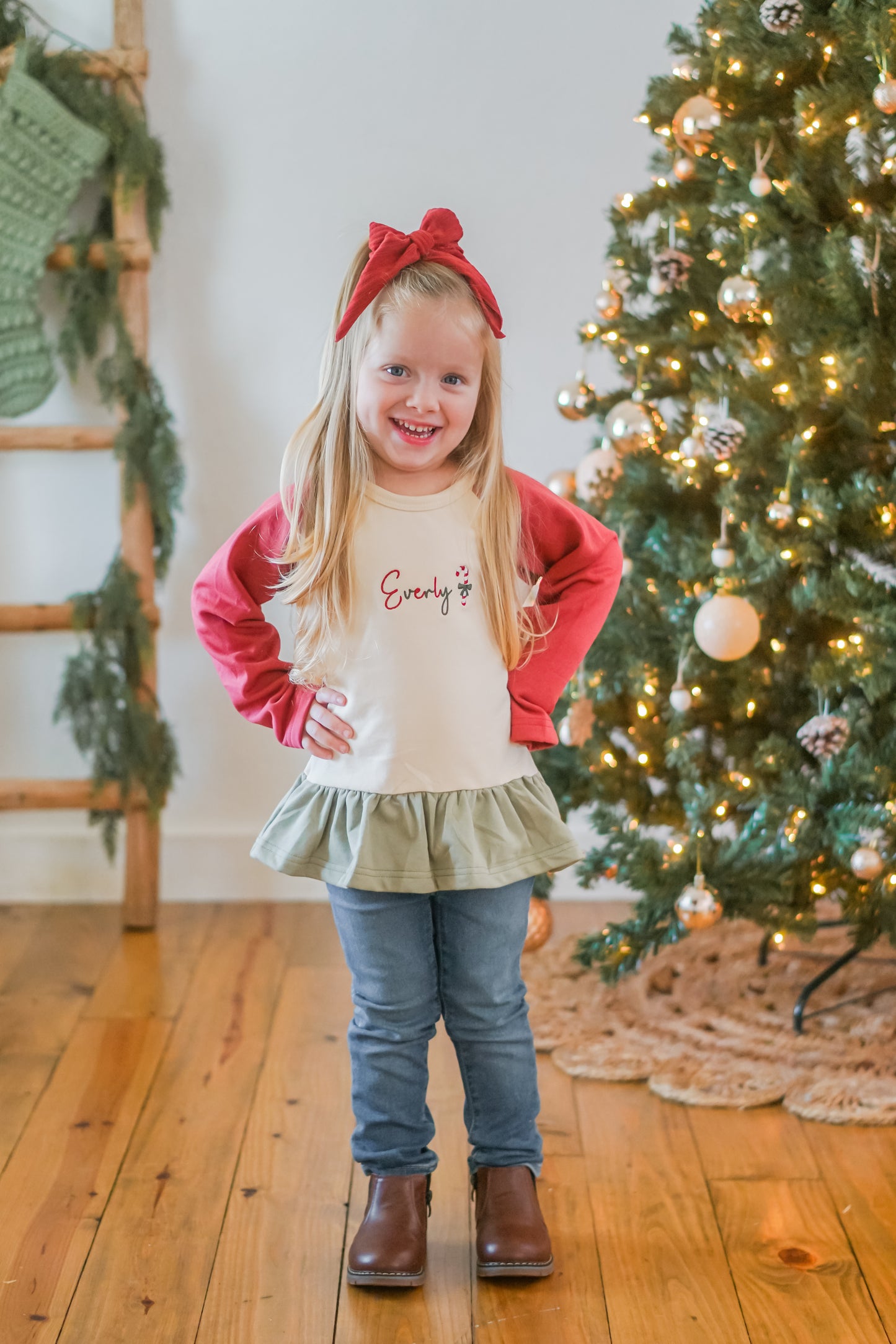Custom Embroidered Christmas Colorblock Peplum
