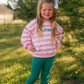 Pink Striped Crewneck Sweatshirt - Optional Custom Embroidery