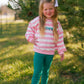 Pink Striped Crewneck Sweatshirt - Optional Custom Embroidery