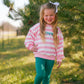 Pink Striped Crewneck Sweatshirt - Optional Custom Embroidery